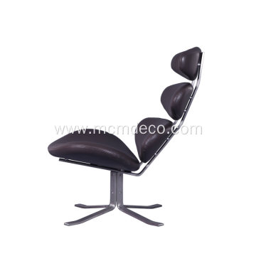 Corona Swivel Lounge Chair Upholstered with Leather